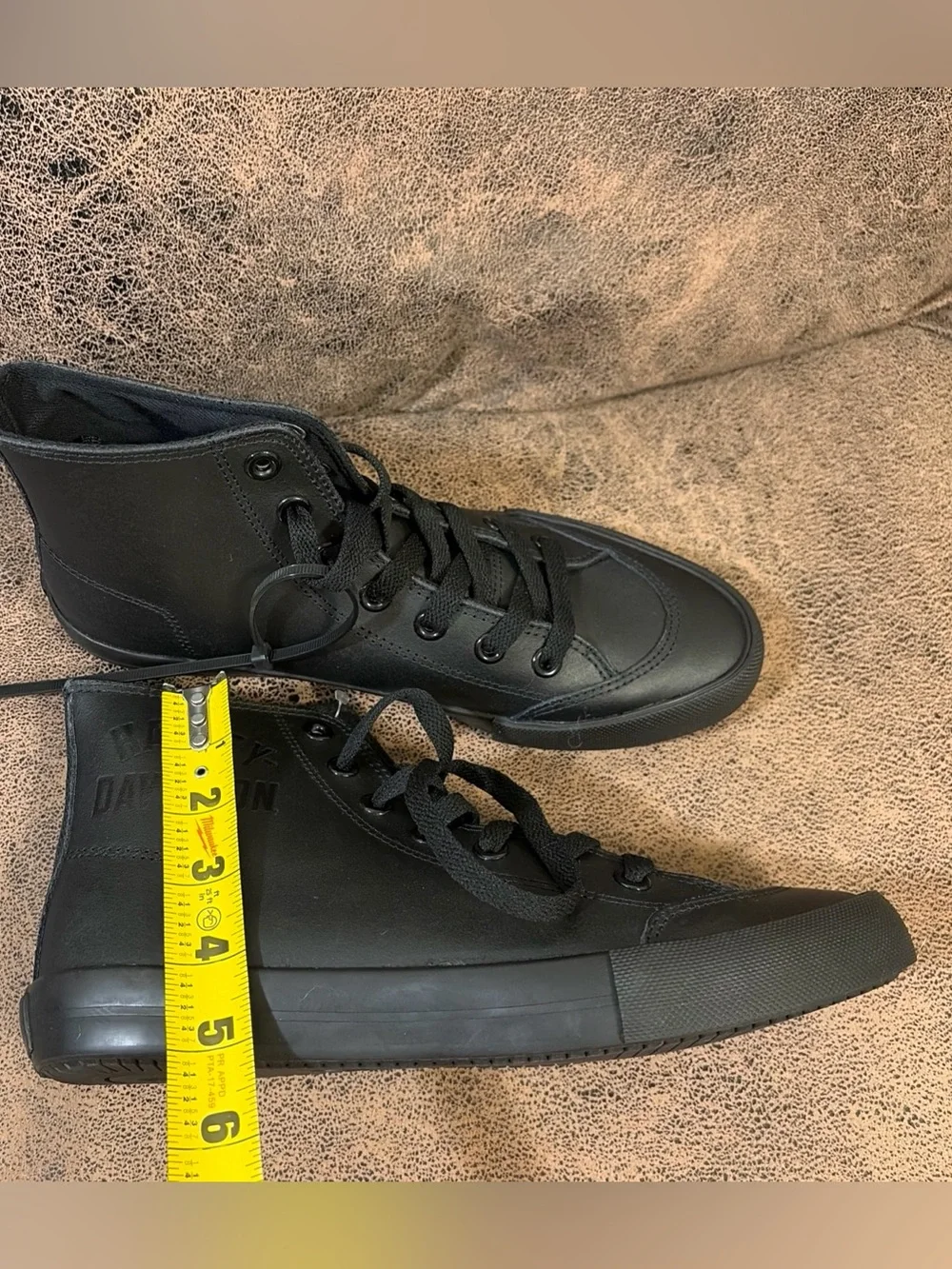 Harley-Davidson Men's Nathan High-Top Black or White Leather Sneakers Size 8